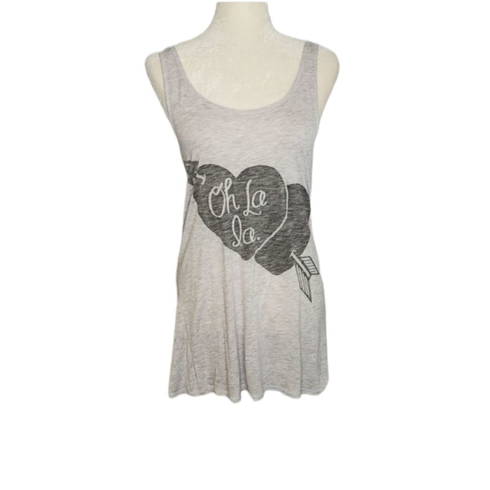 ZOE KARSSEN tank top Oh La La gray burnout racerback L